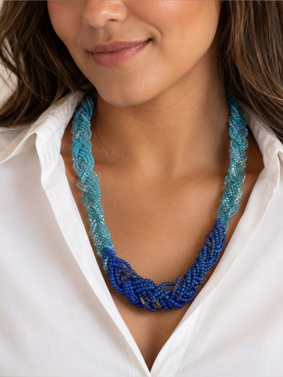 Retro Jewelry - Retro Seed Bead Multi Strand Necklace BEAUTIFUL Colors